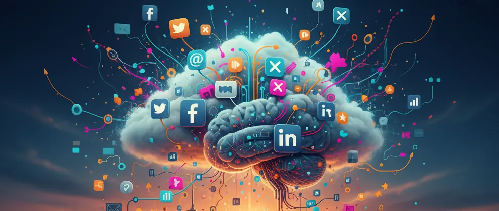 Social Media Strategie - Eine Wolke voller Social Media Icons. Symbolisch für CLoud Life.